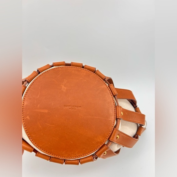 Saint Laurent Beatrix Panier Cut Out Tote Canvas with Leather New +dustbag *read - Picture 12 of 16